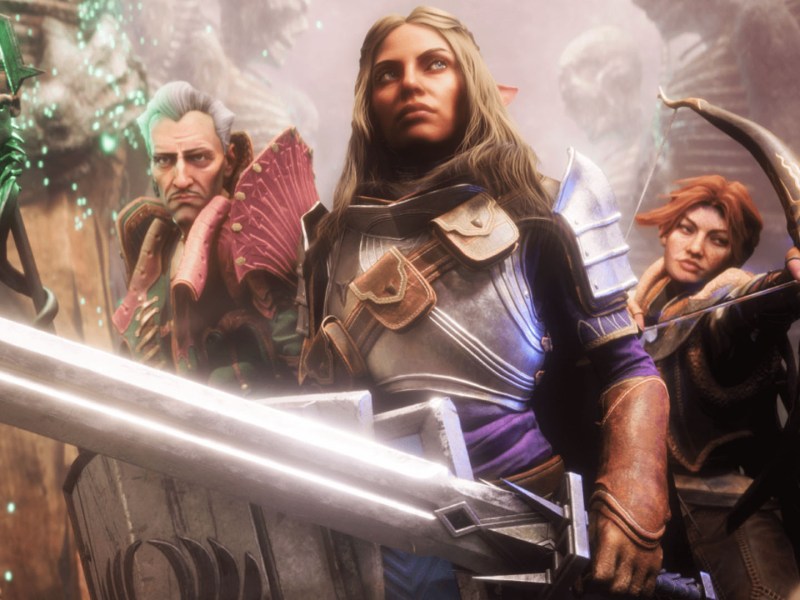 Screenshot aus Dragon Age: The Veilguard, bei der ein Teil der neue Held*innen-Truppe zu sehen ist.