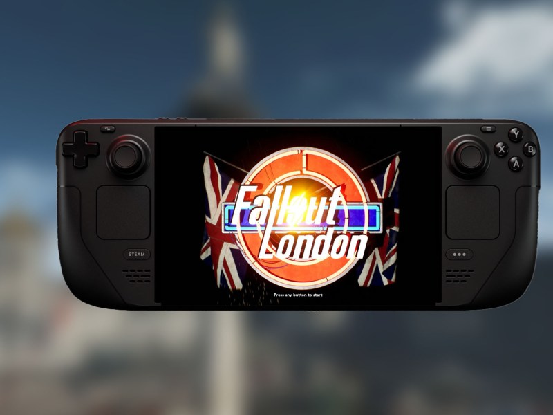 Screenshot vom Hauptmenü von Fallout London auf dem Steam Deck.