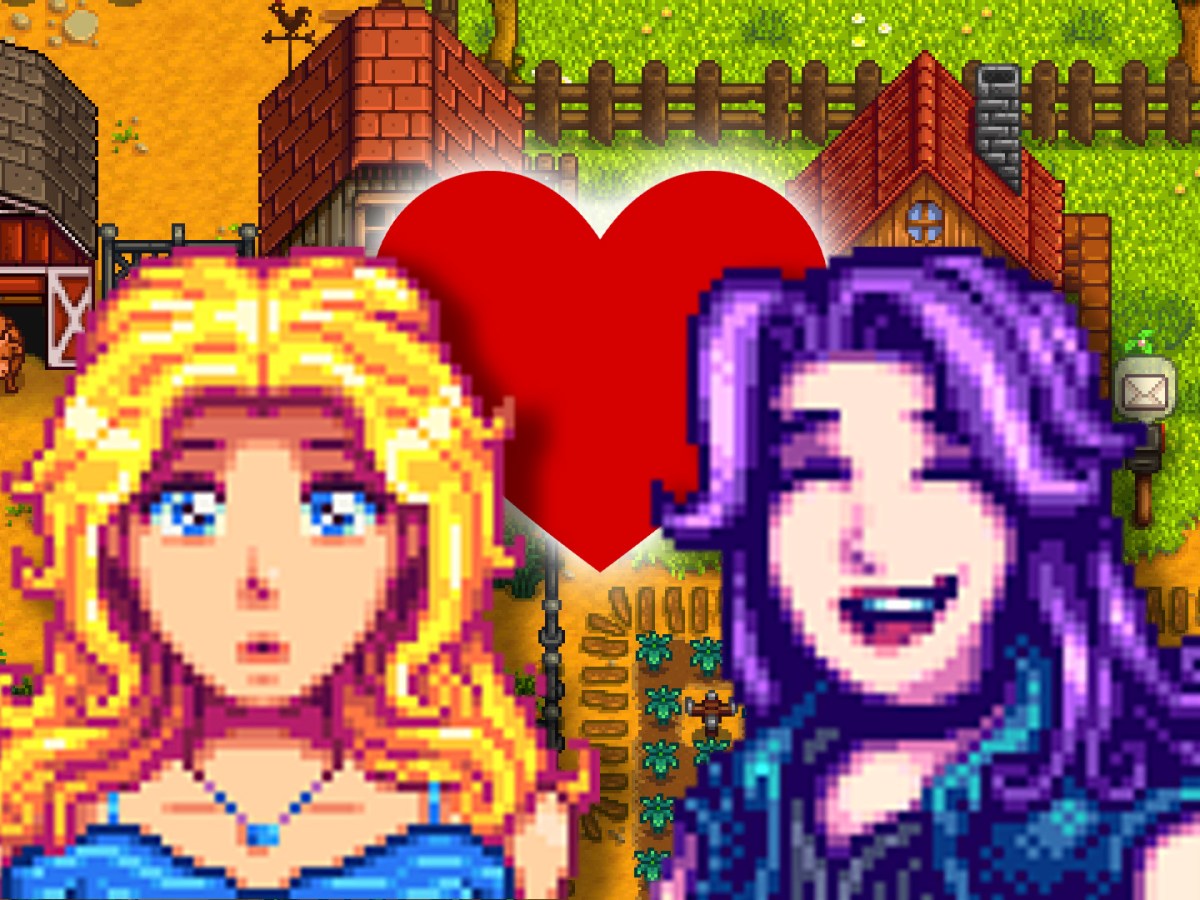 Charaktere Hayley und Abigail aus Stardew Valley mit einem roten Herz