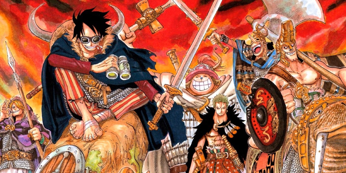 Die Strohhutbande aus One Piece in epischen Wikinger-Outfits.