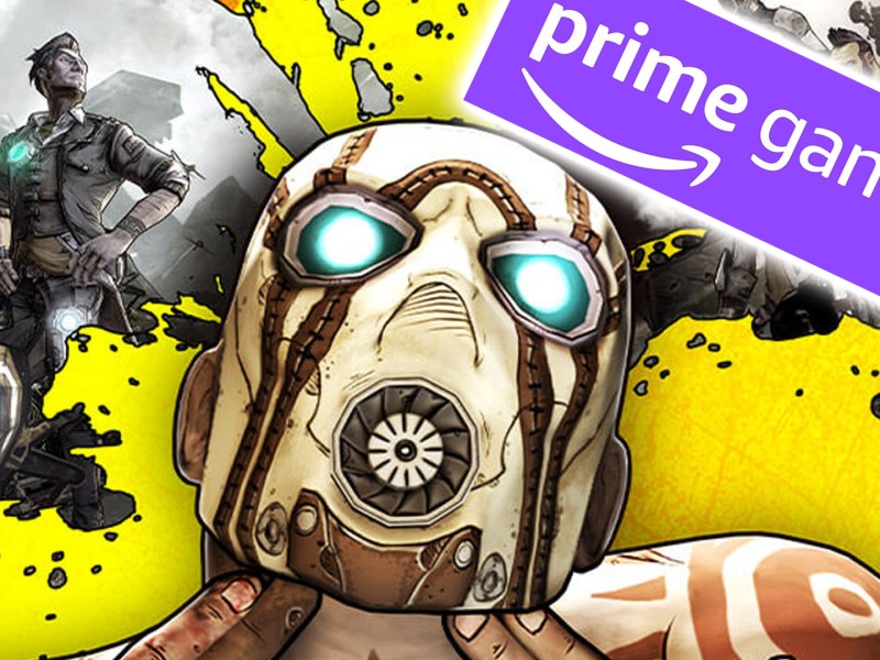 Artwork aus Borderlands 2, bei dem ein Psycho mit beiden Händen auf sich zeigt. Oben rechts ist das Prime Gaming Logo von Amazon zu sehen.