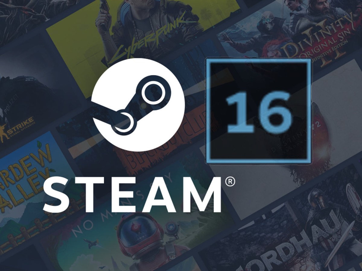 Logo von Steam kombiniert mit der Alterseinstufung "16".