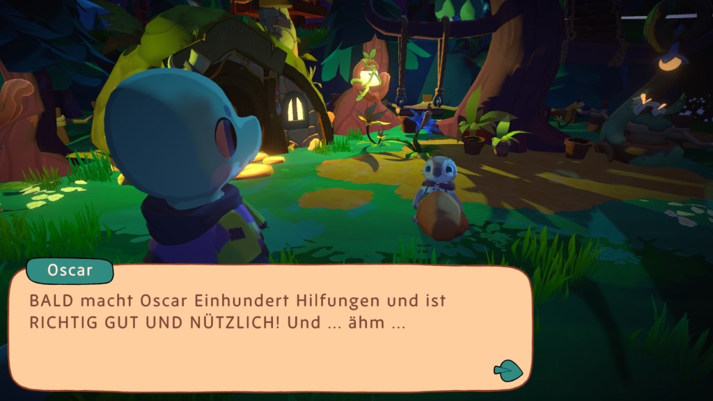 Dialog mit Charakter Oskar im Spiel Amber Isle.