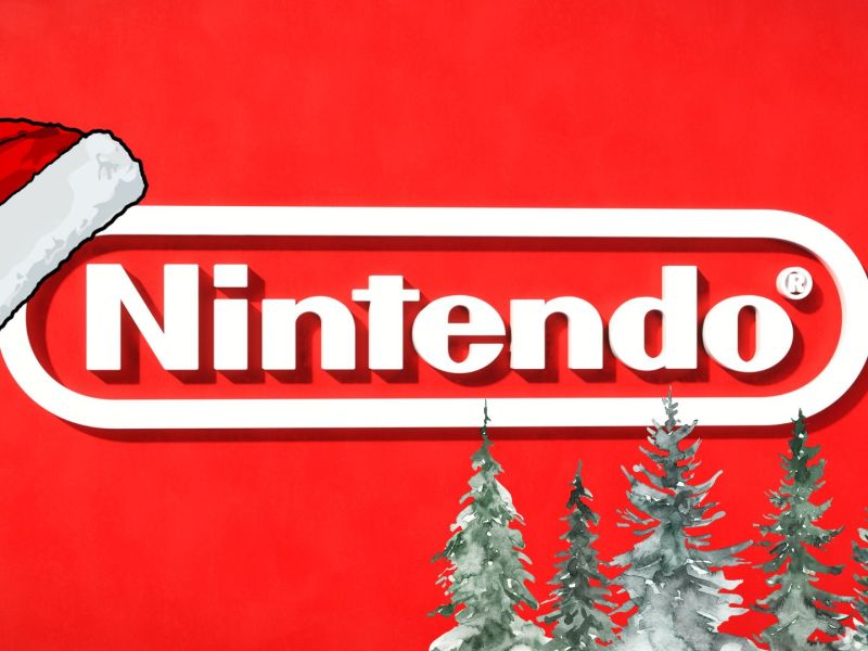 Nintendo-Logo mit Weihnachtselementen