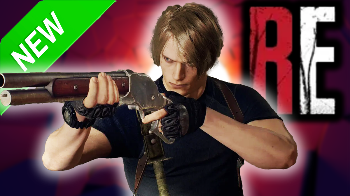 Eine Bildmontage, die den mÃ¤nnlich gelesenen Protagonisten aus Resident Evil 4 Remake zeigt - mit einem Gewehr im Anschlag.