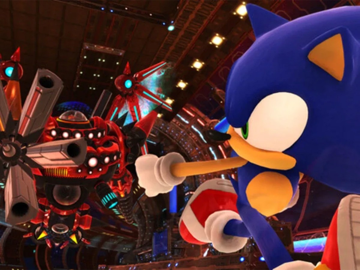 Sonic rennt in Sonic X Shadows Generations vor einem Feind weg