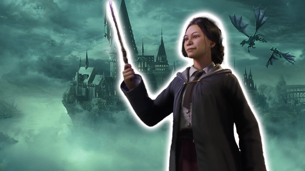 Artwork der Deluxe Edition von Hogwarts Legacy. Im Vordergrund ist eine SchÃ¼lerin mit ihrem zauberstab zu sehen.