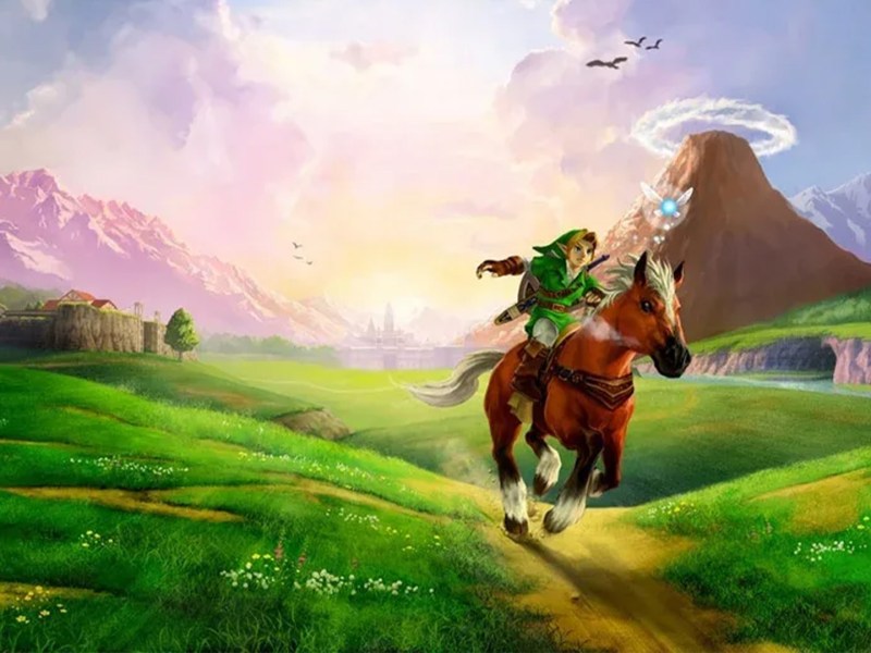 Artwork mit Link und Epona zum Spiel The Legend of Zelda: Ocarina of Time