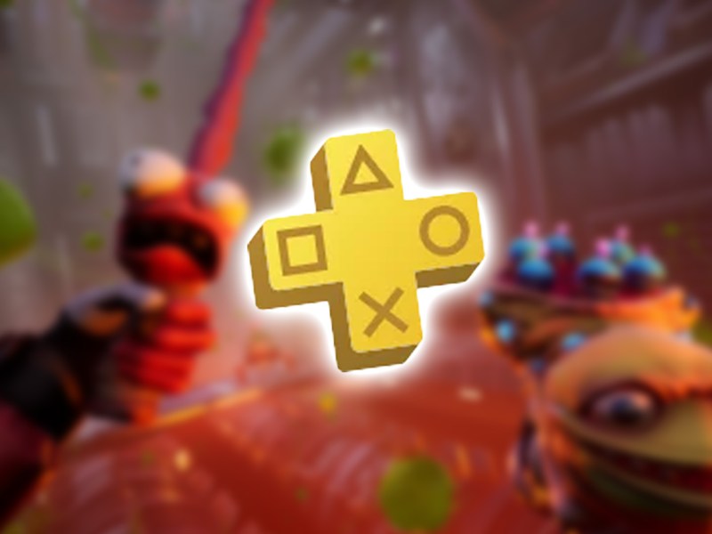 Screenshot aus dem Shooter High on Life versehen mit dem Logo von PS Plus.