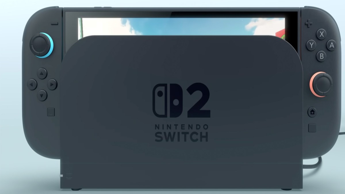 Bild von der Nintendo Switch 2 in einer Docking Station.