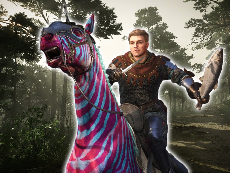 Ein Bild aus Kingdom Come Deliverance 2 mit Heinrich auf einem Zebra.