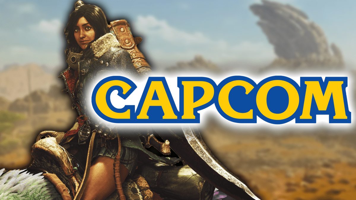 Eine Bildmontage, die einen weiblich gelesenen Charakter aus Monster Hunter Wilds zeigt - und das Capcom-Logo daneben.