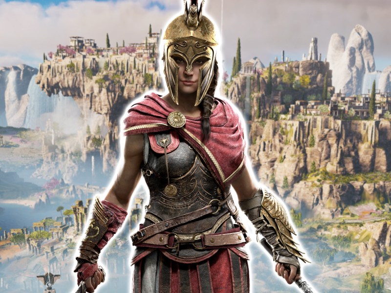 Screenshot aus Assassin's Creed Odyssey. Im Vordergrund ist Kassandra zu sehen.