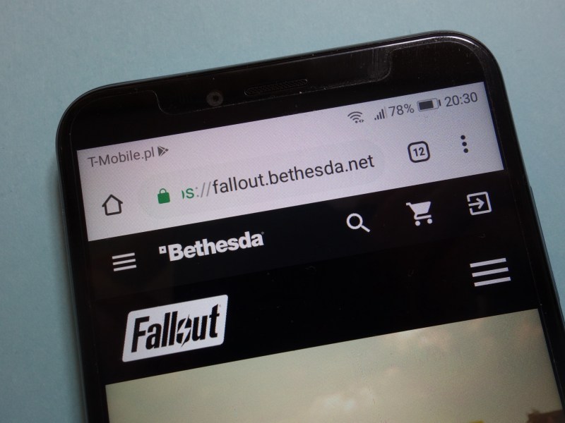 Fallout-Seite von Bethesda auf dem Handy