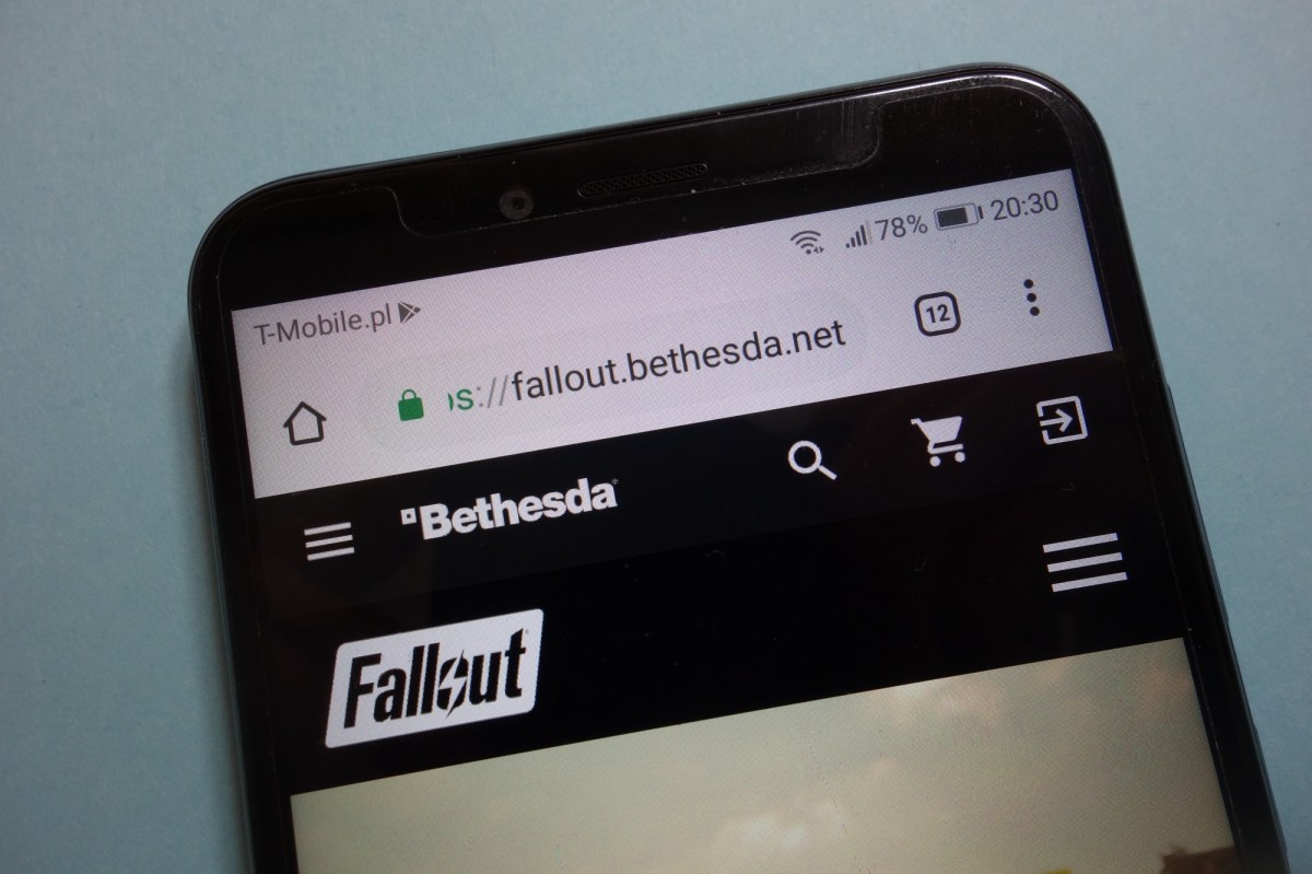 Fallout-Seite von Bethesda auf dem Handy