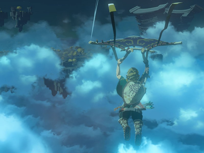 Link fliegt mit Gleiter in The Legend of Zelda: Tears of the Kingdom